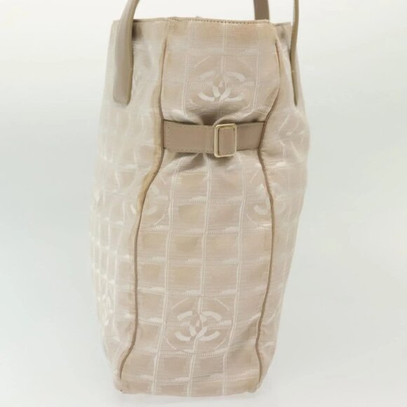 CHANEL New Travel Line Hand Bag Nylon Beige Gold CC Auth ep10569 - Picture 6 of 16